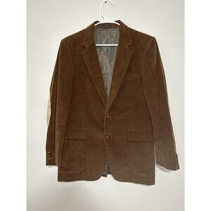 Vintage WOODMERE Men's Brown Corduroy Jacket Leather Elbow Patch Retro READ